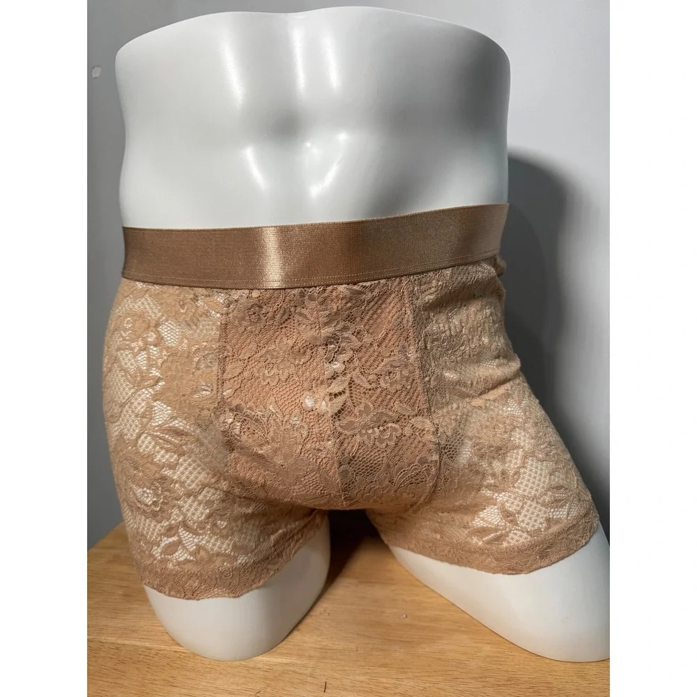 Cosabella Never Say Never Lace Trunk Shorts‎ Nude Beige Size L NEW